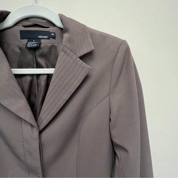 H&M Women’s Polyester Button Down Khaki Green Overcoat Size 4 - Picture 3 of 14